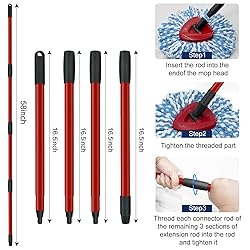 Spin Mop Handle Replacements for Oceda 4-Section