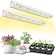 T5 Grow Lights for Seed Starting, 16 inches, 2-Count (10W x2) Full Spectrum LED Plant Light Bar w/Reflectors for Seedlings, 4000K White Growing Strips for Shelf/Rack