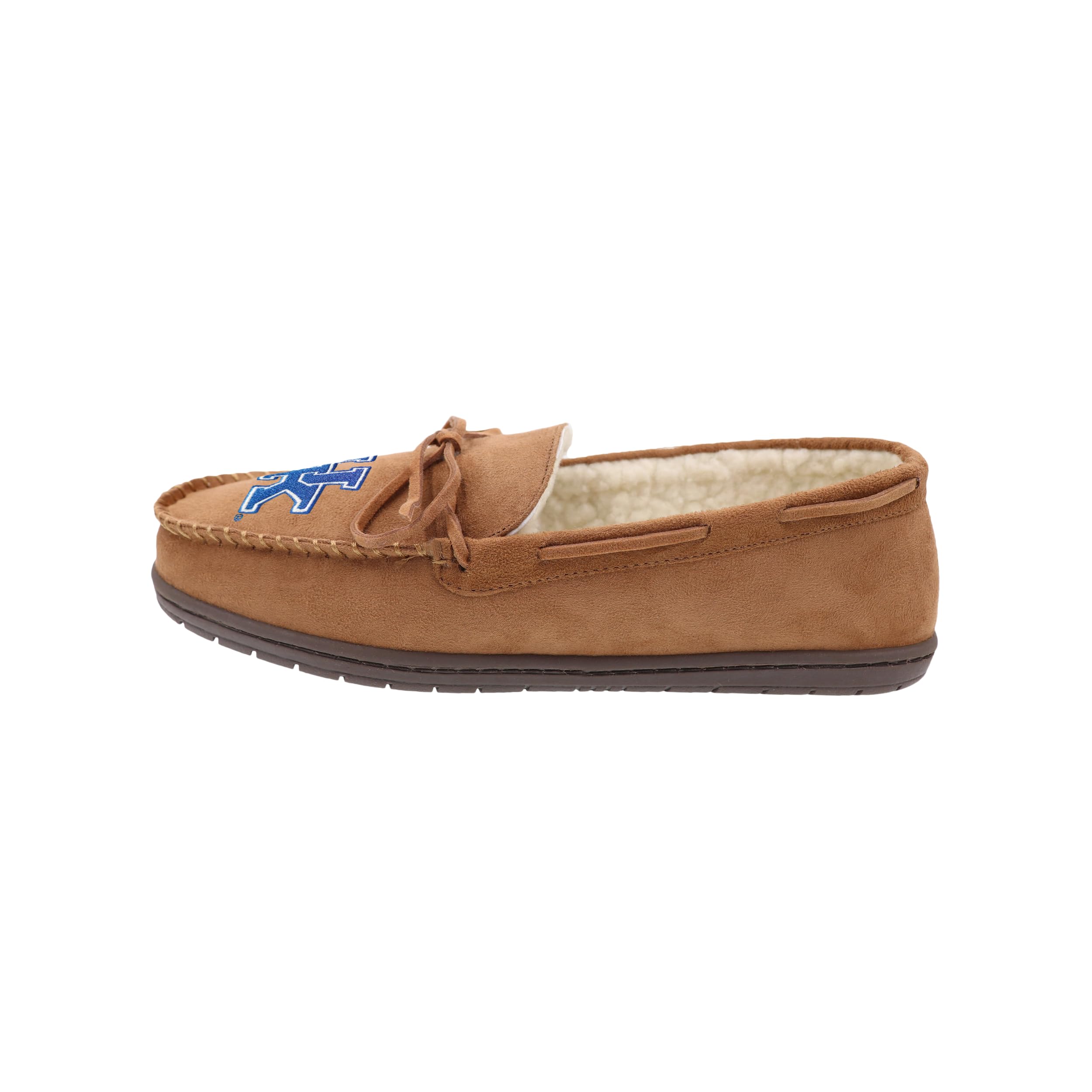 FOCO NCAA Kentucky Wildcats Mens College Team Logo Moccasin Slippers, Tan, Medium (9-10)