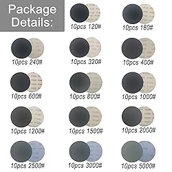 140Pcs 3 Inch Wet Dry Sanding Discs, Assorted 120