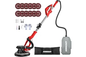 ABBKIMT 950W 8-Amp Drywall Sander with Vacuum Attachment, Lijadora para Drywall, 7 Variable Speed with Vacuum Dust Collector, Lightweight Dustless with 360° Light for Ceilng Floor Plastered Popcorn