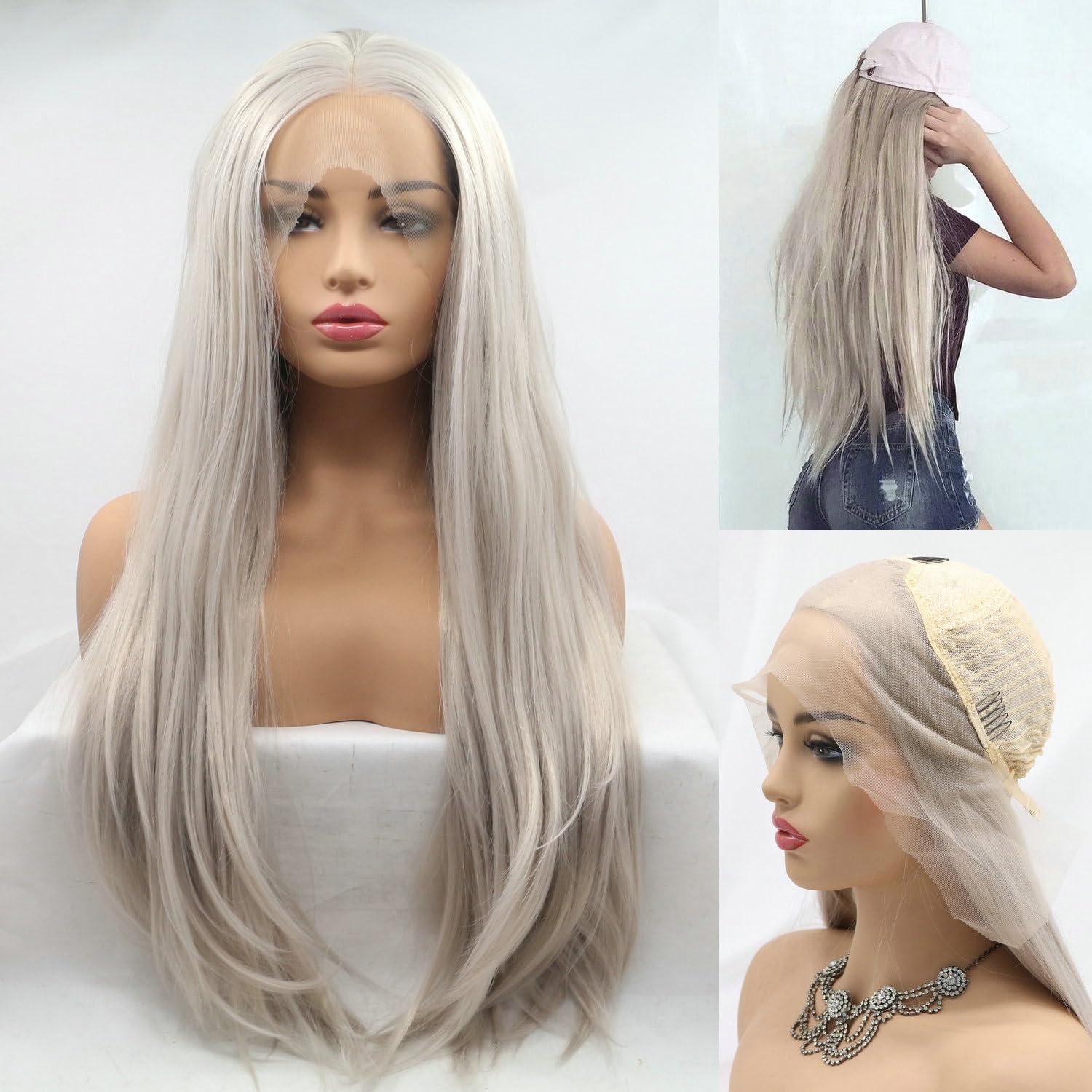 Ash Blonde Synthetic Wig Natural Blonde Lace Front Wigs for Women Long Heat Resistant Fiber Daily Wear Hair — image 1