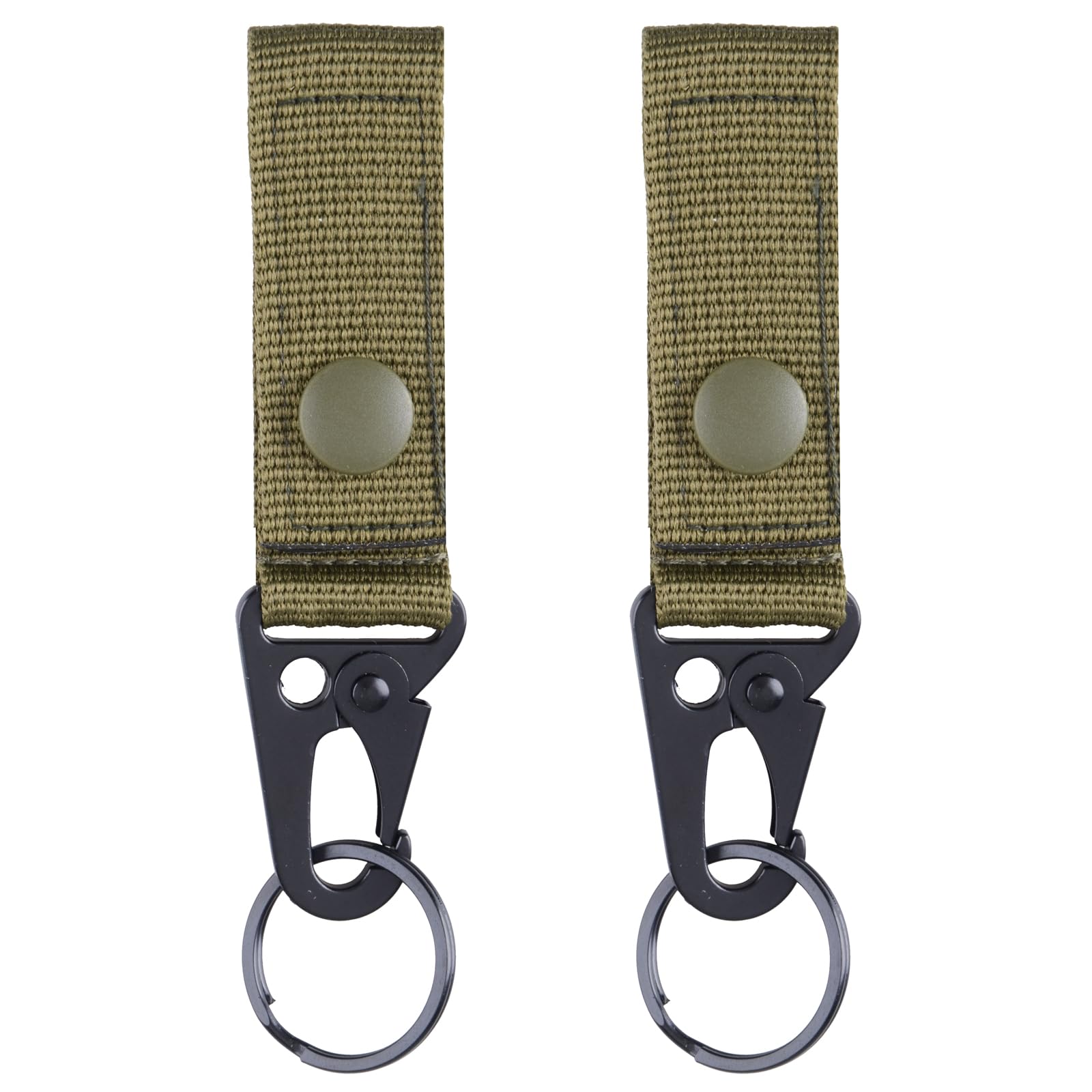 TRIWONDER Tactical Belt Key Holder Molle Belt Loop Key Clip Webbing Strap Keychain Ring Hook for Hiking Camping Backpacking (Green - 2 Pcs)