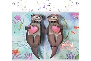 VIVIKEN Otter Pop Up Birthday Card for Wife,Husband,Fiance, Funny Romantic Birthday Card for Her - 'Happy Birthday To My Otter Half‘ - Musical 3D Birthday Cards for Boyfriend or Girlfriend-Cute Animal Humor