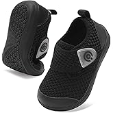 Toddler Shoes Stylish Boys Girls Breathable Sneakers Comfy Barefoot Wide Shoes Kids Adjustable Hook and Loop Walking Runing Tennis Shoe