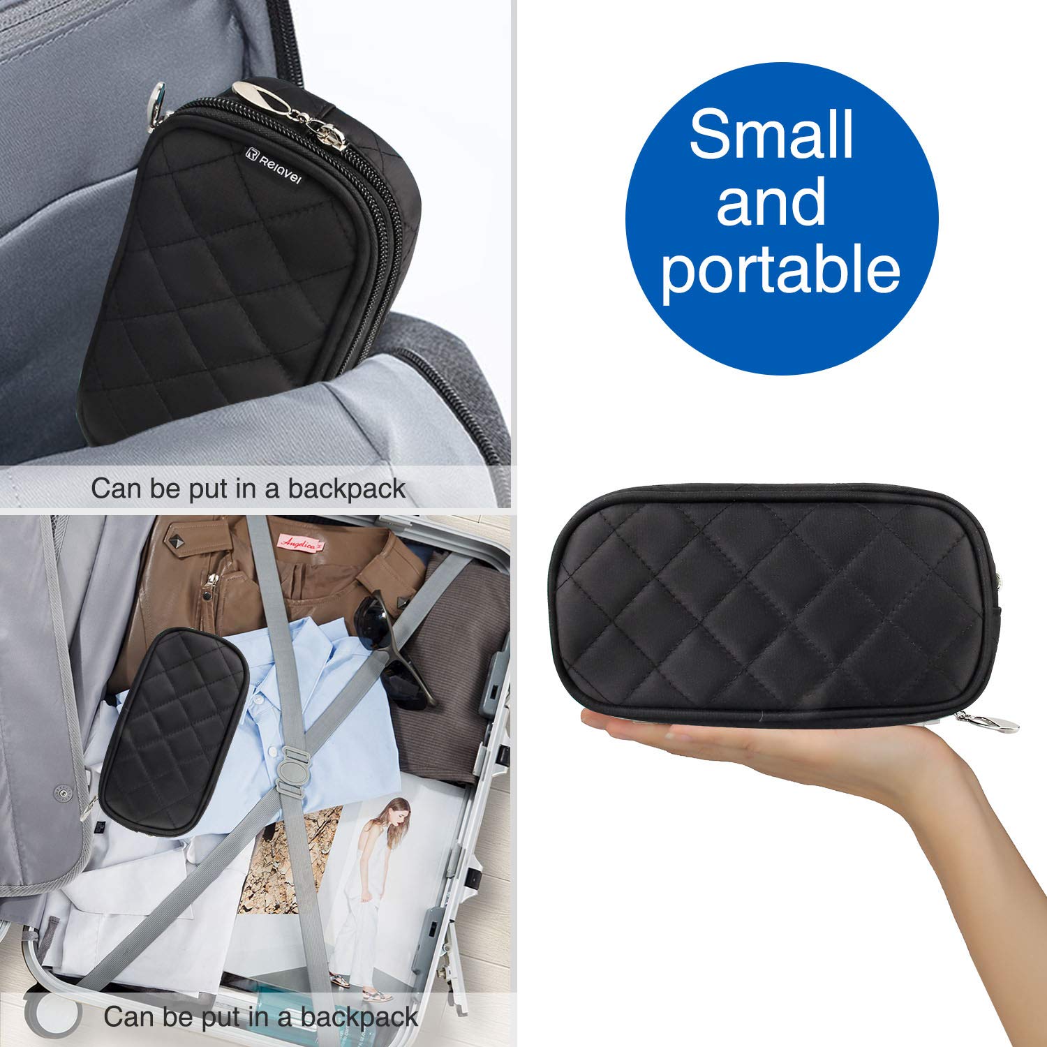 MONSTINA Makeup Bag for Women With Mirror, Pouch Bag, Makeup Brush Bags Travel Kit Organizer Cosmetic Bag (Black) : Beauty