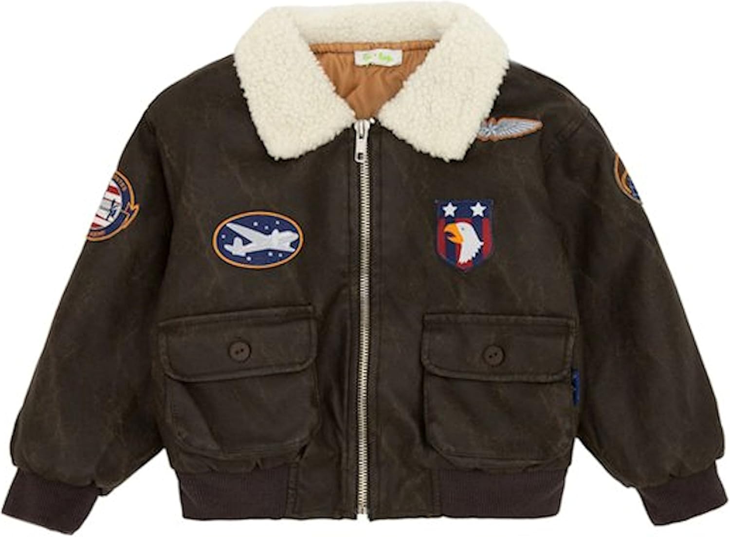 Le Top Boys Favorite Faux Brown Leather Aviator Jacket (4T) Clothing