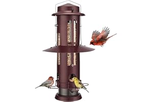 Kingsyard Squirrel Proof Bird Feeder with Removable Base, All Metal, Tube Bird Feeders for Outdoors Hanging, Easy to Clean & Refill, Antique Copper