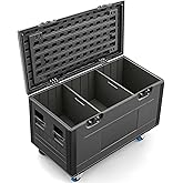 Diandian Heavy Duty Rolling Cable Trunk Road Case 44"x22"x24" with Wheels | Stackable ATA Utility Flight Case, 2 Adjustable Dividers for Pro Audio, DJ Equipment, Stage Lighting, Broadcast and Touring