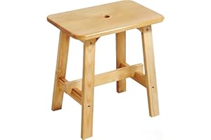 Lestar Solid Wood Stool, Small Wooden Stool Rectangle, Vanity Stool for Living Room Bathroom