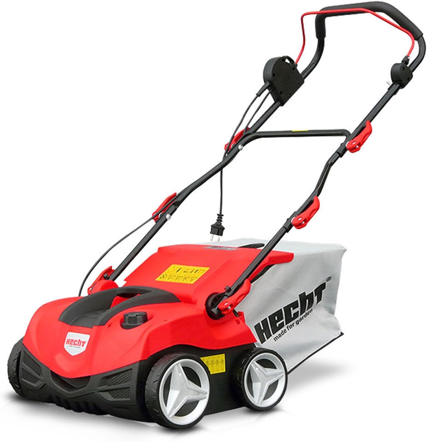 HECHT Elektro-Vertikutierer 1999 Rasen-Lüfter (2000 W, inkl. 2 Lüfter Walzen, 3-fach höhenverstellbar -10 bis +5 mm, 45 l Fangkorb)