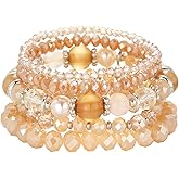 Noessla Beaded Boho Stretch Bracelet Colorful Stackable Crystal Beads Bracelets Trendy Costume Jewelry Mothers Day Gifts for Women