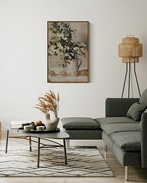 VIYYIEA VINTAGE FLORAL LARGE FRAMED WALL ART, FLOWERS AND LEMONS PAINGTINGS DECOR AESTHETIC, 20X30 INCH CANVAS PRINT ARTWORK, FARM STILL LIFE WALL PICTURES FOR BEDROOM LIVING ROOM