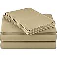 Waterbed Sheets Super Single Size 100% Cotton 15 Inches -Deep Pockets- Attached Waterbed Sheet Set- 4 Piece - Hotel Luxury Bed - Extra Soft -Taupe Solid Bed Sheets -Super Single
