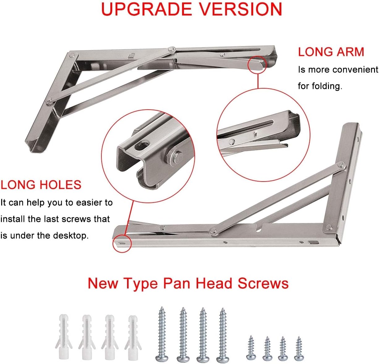 YUMORE Shelf Bracket, Heavy Duty Stainless Steel Shelf Support Corner Brace Joint Right Angle Bracket (Type B - 24" (Foldable)): Home Improvement