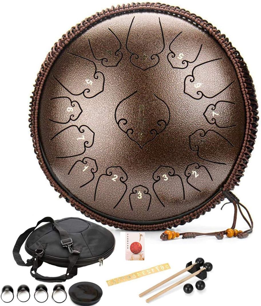 JASSXIN Handpan Drum Hue Tongue Drum 15 Notes 14 Inch Hand Steel Tongue Drum Steel Percussion