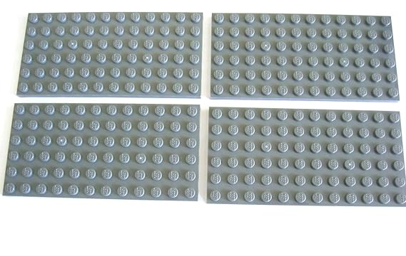 LEGO CITY - 4 BAUPLATTEN PLATTEN MIT 6x12 NOPPEN im neuen dunkelgrau - 3028