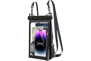 JANMITTA Universal Oversized Floating Waterproof Pouch with Lanyard,Underwater Dry Bag for iPhone 15 14 13 12 11 Pro Max XS XR X,Samsung Galaxy S24 S23 S22 S21 Plus Ultra,Float Case Vacation Essential,Black