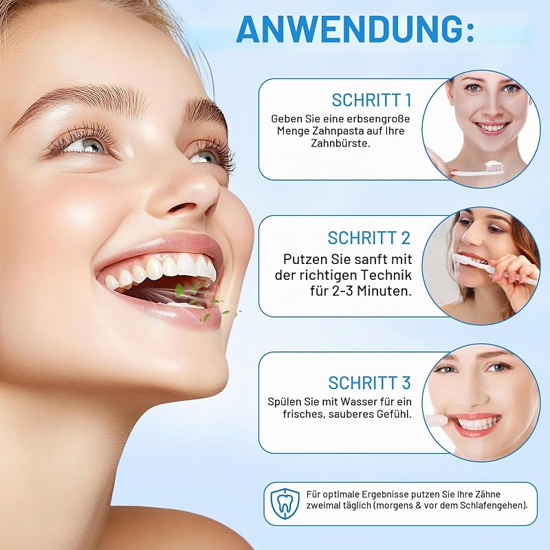 Hydroxylapatit Zahnpasta 2er-Pack, Fluoridfreie 9.9% Nano Hydroxylapatit Zahnpasta, Hilft bei der Remineralisierung, Schützt den Zahnschmelz, Lindert Empfindlichkeit, Stärkt die Zähne, Mundpflege