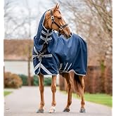 Horseware&reg; Amigo&reg; 1200D Integrated Turnout 0g - Navy/Titanium Grey &amp; Silver, 75 inches