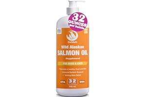 CELIAEH Wild Salmon Oil for Dogs & Cats 32oz Omega 3 Fish Oil Skin & Coat Supplement Pure Fish Omega 3 6 9 Liquid EPA DHA Fatty Acids - Itchy Relief Supports Joint Function, Brain, Eye, Immune & Heart Health