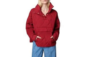 Yousify Womens Puffer Jackets Pullover Quilted Lightweight Jacket Long Sleeve Half Zip Up Coat with Pocket S-2XL
