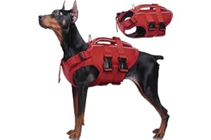 Kuoser Dog Life Jacket High Flotation, Reflective Dogs Life Vest for Swimming Boating, Adjustable Small Medium Large Dog lifejacket, Lightweight Dogs Life Preserver Rescue Handle Spring Summer Pool
