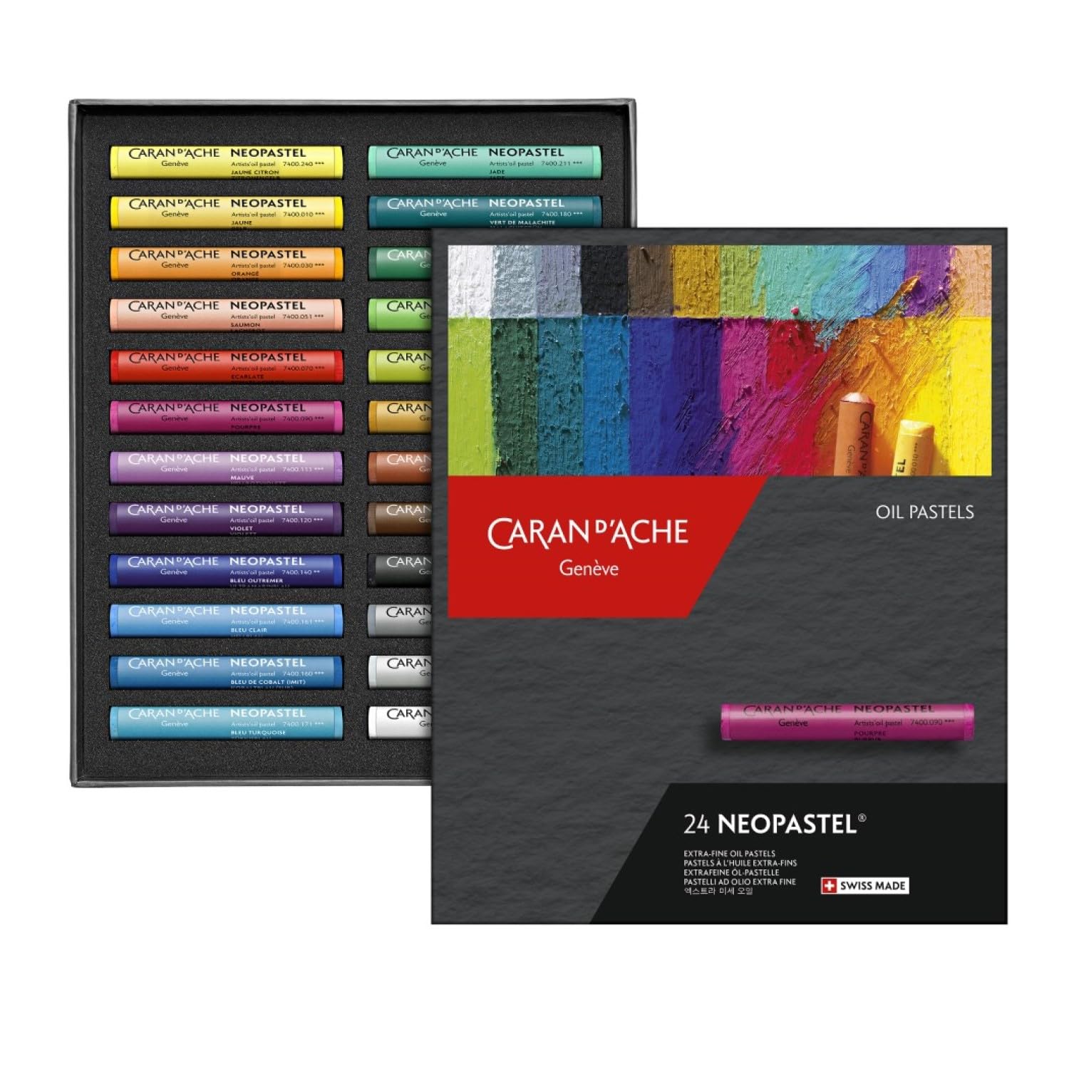 Caran D'Ache Neopastel artists quality colouring oil pastels tin set of 24 assorted colours