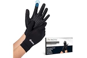 HENOTIC 2 Pairs Copper Arthritis Gloves for Women Men, Touch Screen Anti-Slip Arthritis Compression Gloves for Relieving Carpal Tunnel Aches, Rheumatoid Pains, Joint Swell