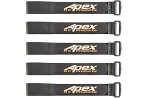 Apex RC Products 5 Pack 20mm x 300mm HD Non-Slip Battery Straps 3031A