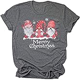 Christmas Shirts for Women Funny Print Womens Christmas Tshirts Clothes Tops