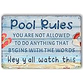 Funny Pool Sign Pool Decor Pool Rules Metal Signs Pool Decorations Outdoor Swimming Pool Backyard Bar Welcome To Our Pool Sig