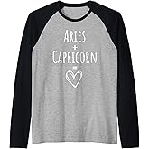 Aries and Capricorn Couple Matching Zodiac Sign Raglan Baseball Tee