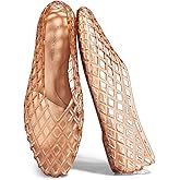 LUCKY STEP Women's Jelly Ballet Flats Mesh Casual Comfortable Jellies Shoes Clear Hollow Breathable Sandals