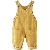 DOCOLL Baby Boy Girl Corduroy Bib Overalls Cotton Button Suspender Overalls Plain Romper Loose Jumpsuit