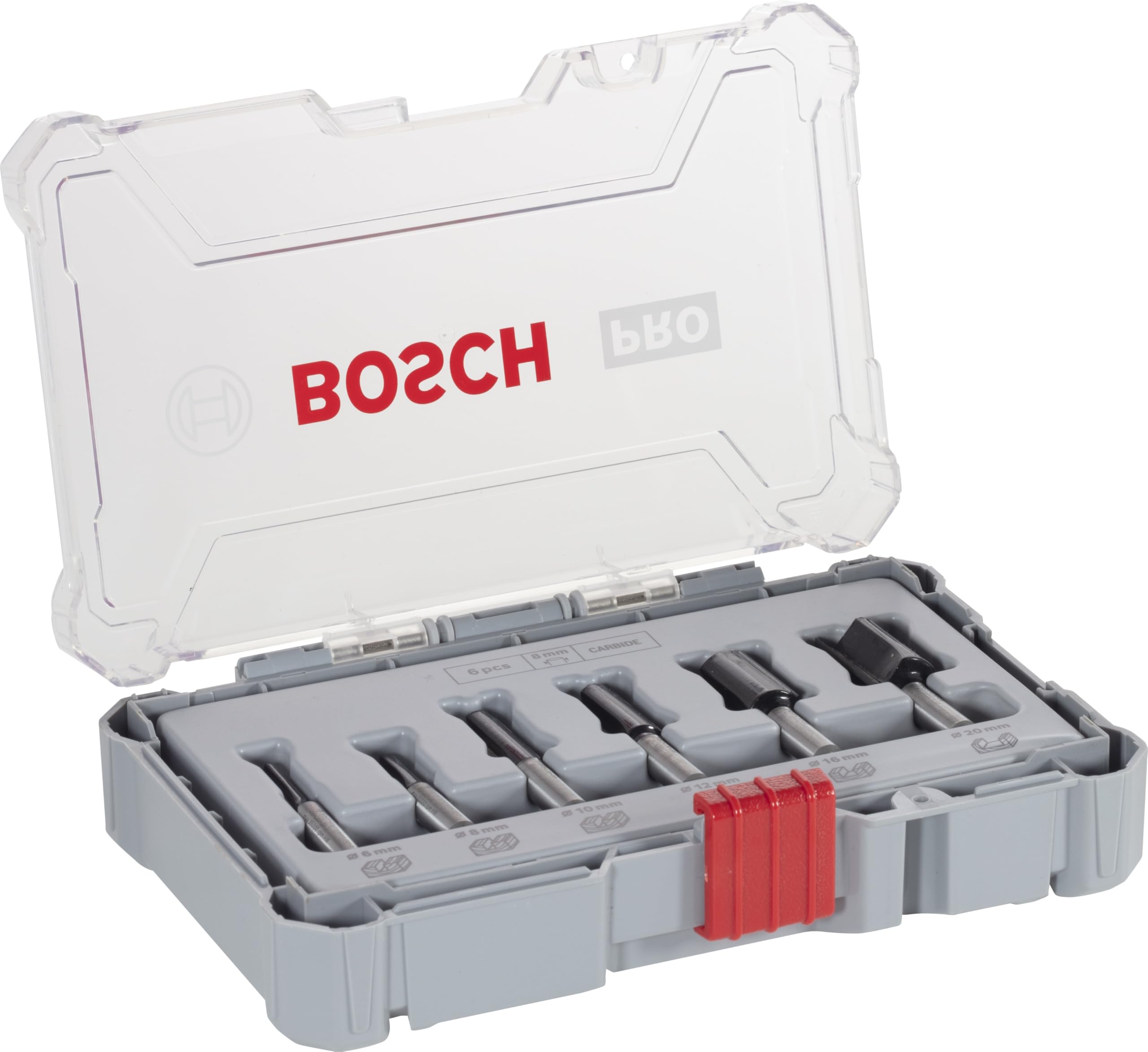 Bosch Professional 6 pcs. Straight Router Bit Set (for Wood, Ø 8 mm Shank, Accessory Router)