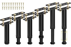 Wlrrcwdttc 6 Pcs Adjustable Height Bed Support Legs 7.08-12.5 inch with Locking Ring, Bed Frame Center Support Legs for Bed Frame/Bed Center Slat/Furniture, Bed Legs Replacement Bed Slats Support Legs