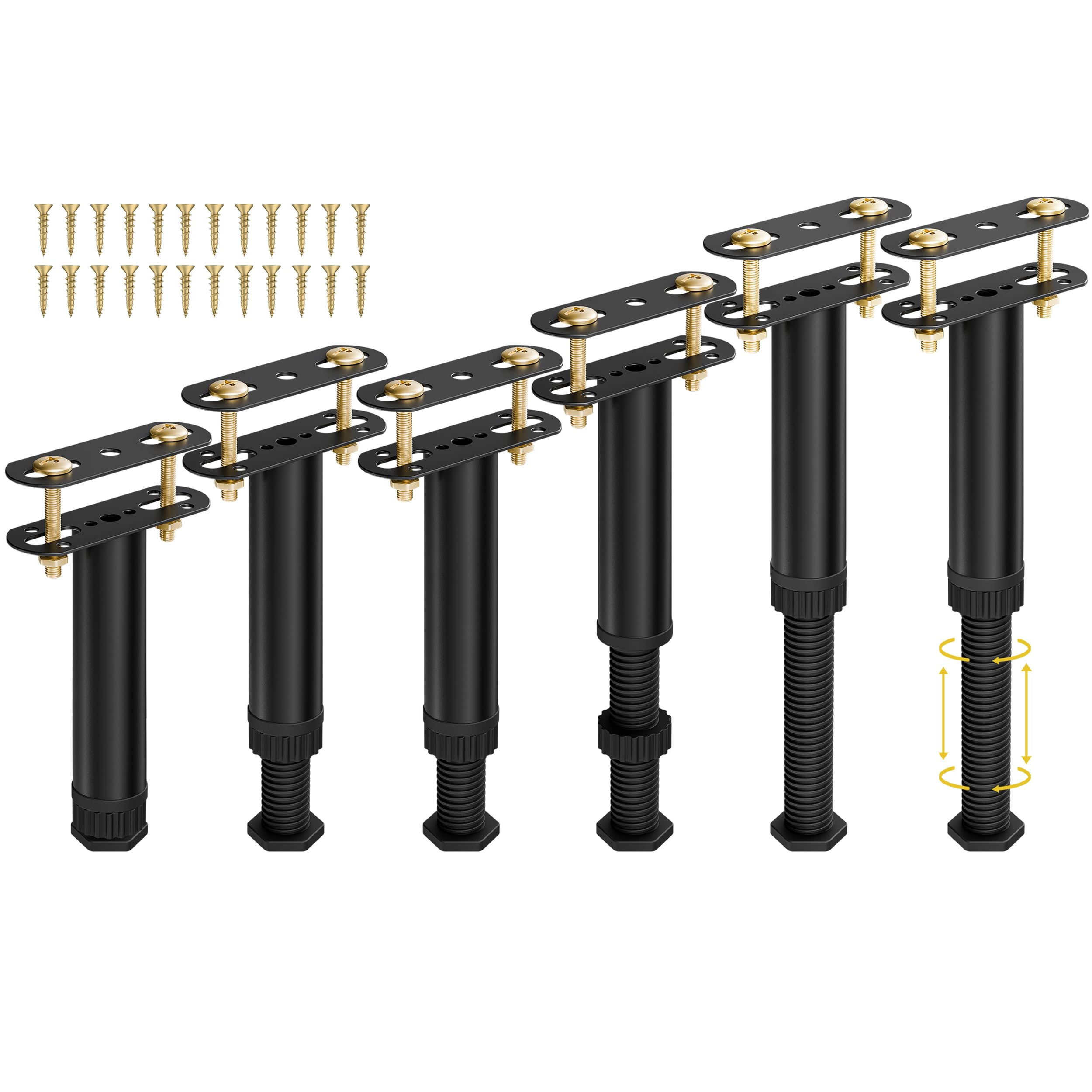 Photo 1 of Wlrrcwdttc 6 Pcs Adjustable Height Bed Support Legs 7.08-12.5 inch with Locking Ring, Bed Frame Center Support Legs for Bed Frame/Bed Center Slat/Furniture, Bed Legs Replacement Bed Slats Support Legs