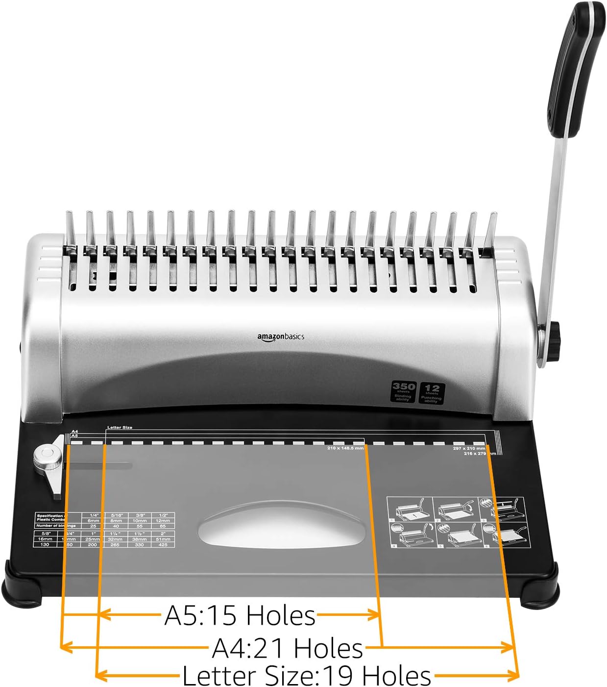 Amazon Basics Comb Binding Machine, Grey - Image 3