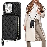 Bocasal Crossbody Wallet Case for iPhone 15 Pro Max, RFID Blocking PU Leather Zipper Handbag Purse Flip Cover, Kickstand Folio Case with Card Slots Holder Wrist Strap Lanyard 5G 6.7 Inch (Black)