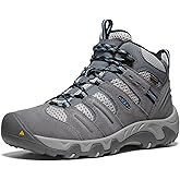 KEEN Women's Headout Mid Height Waterproof All Terrain Hiking Boots, Steel Grey/Blue Heaven, 7 US