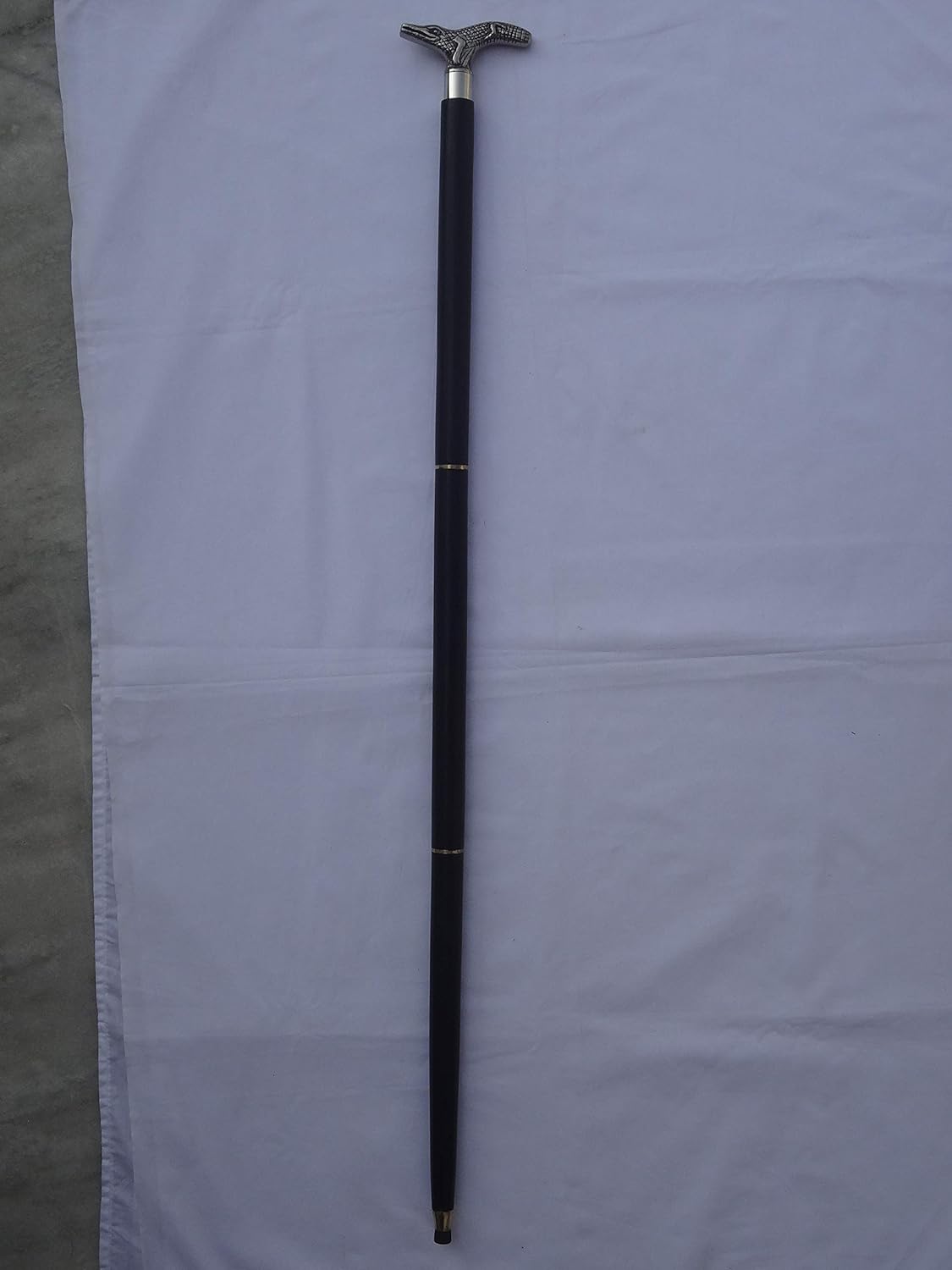 Village Creation Crocodile Folding Walking Stick 37 Inch Silver Finish