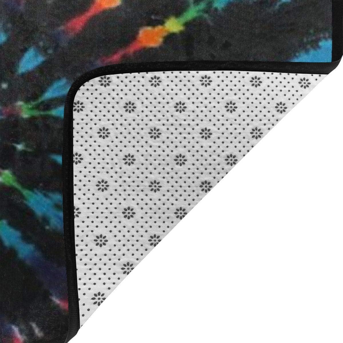 Memory Foam Area Rug for Living Room Playroom Dorm Room, Anti-Slip Backing Floor Pad Rugs Luxurious Throw Rugs Carpet, Ergonomical, Black Tie Dye Shaggy Rugs: Kitchen & Dining