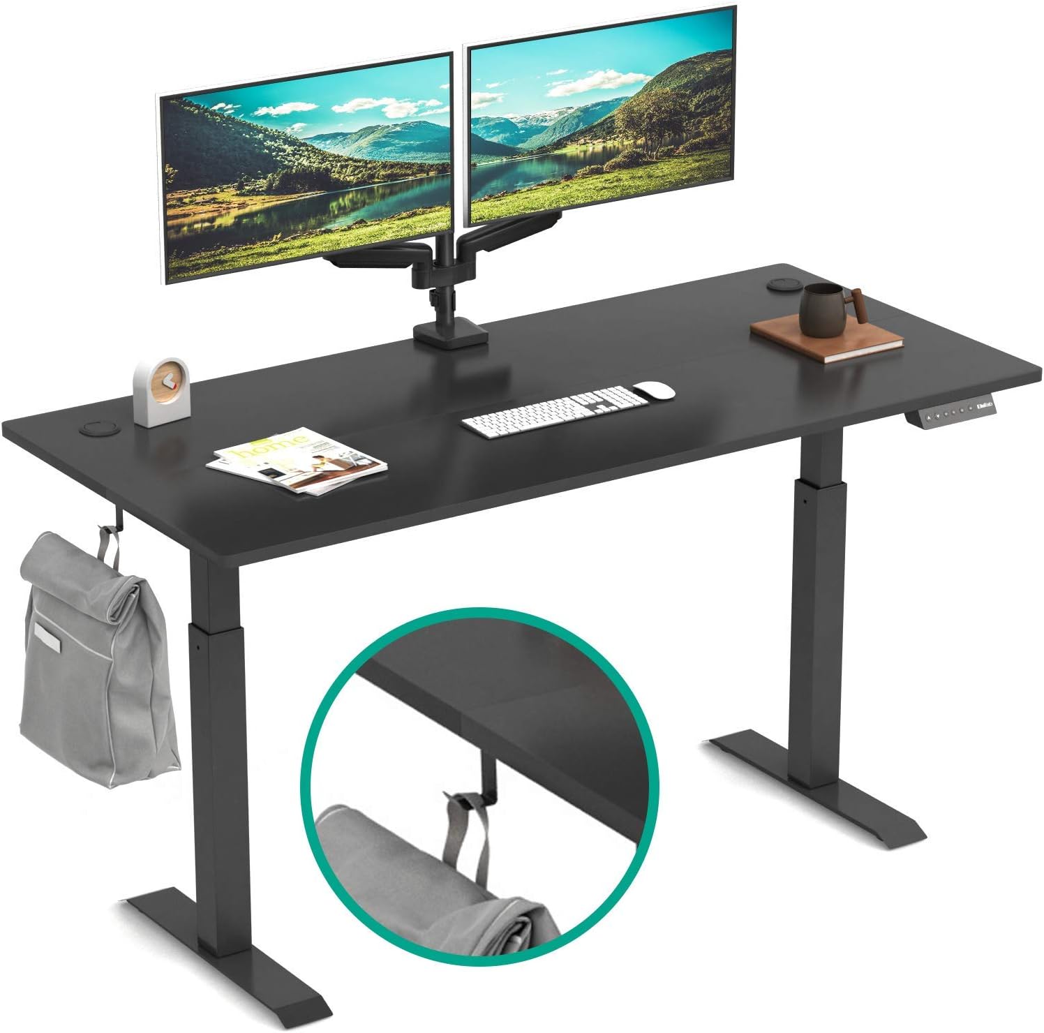 Electric Stand up Desk Frame EleTab Dual Motor with Cable Management