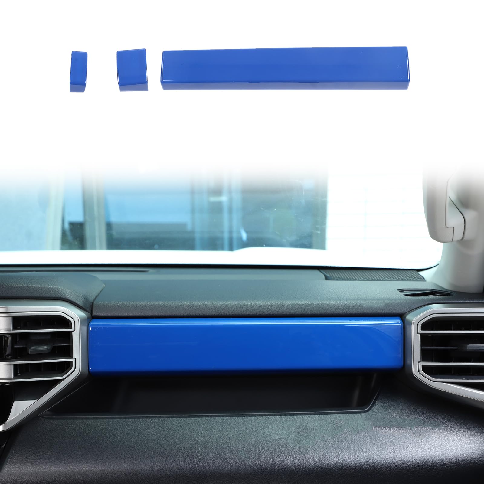 Photo 1 of HAPPYHORSE Car Center Control Dashboard Panel Strips Trim Compatible with Toyot@ Tundra/Sequoia 2022-2025 Central Control Panel Protective Cover Decoration Accessories (Blue)