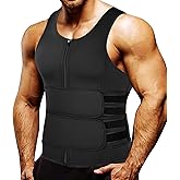 MISS MOLY Men's Sauna Waist Trainer Vest Sweat Vest with Trimmer Belt Workout Tank Top Body Shaper