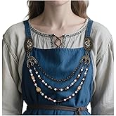 L'VOW Viking Apron Brooch Cloak Clasp Brooches with Bead Chain for LARP Cosplay Costume Norse Accessories