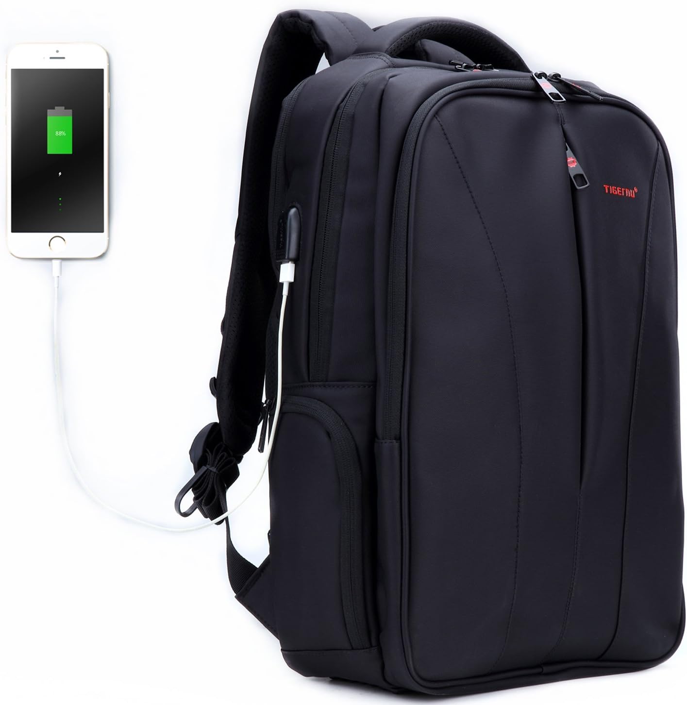 Tigernu Business Laptop Backpack Slim Anti Theft Travel Computer Backpacks Environmentally Waterproof Laptops Bag For Men/Women with USB Charging Port 15.6Inch Black