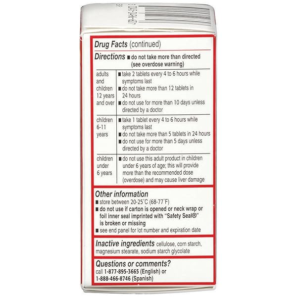 TYLENOL REGULAR STRENGTH TABLETS WITH 325 MG OF ACETAMINOPHEN, FEVER REDUCER & PAIN RELIEVER FOR HEADACHE, BACK ACHE, MUSCLE PAIN & MENSTRUAL CRAMPS, 2 PACK