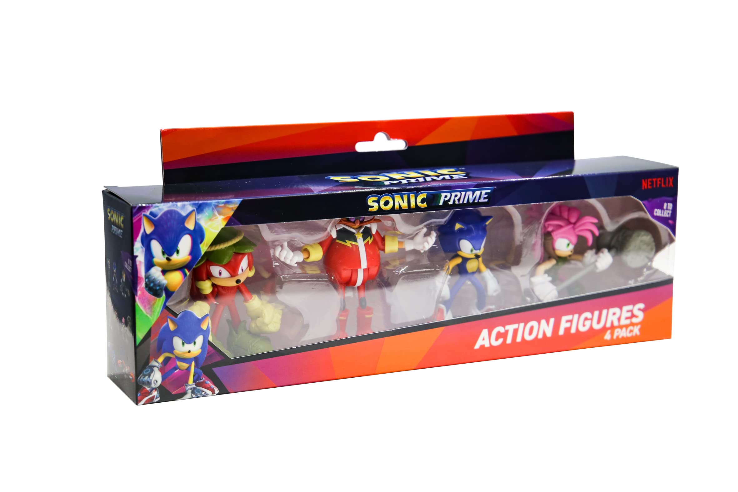 BANDAI Sonic Prime Action Figures 4 Pack Set 2 | 4 7.5cm Sonic The Hedgehog Articulated Figures Based On The Sonic Prime Netflix TV Show | Sonic Toys Make Great Gaming Merchandise For Adults And Kids